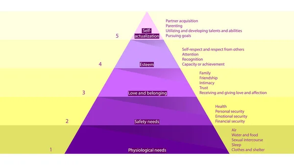 Maslow Szükségleteinek Hierarchiája Abraham Maslow Piramis Igények Vektor Tervezés — Stock Vector