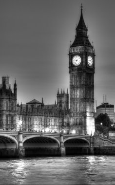 siyah beyaz fotoğraf, big ben, london, Büyük Britanya