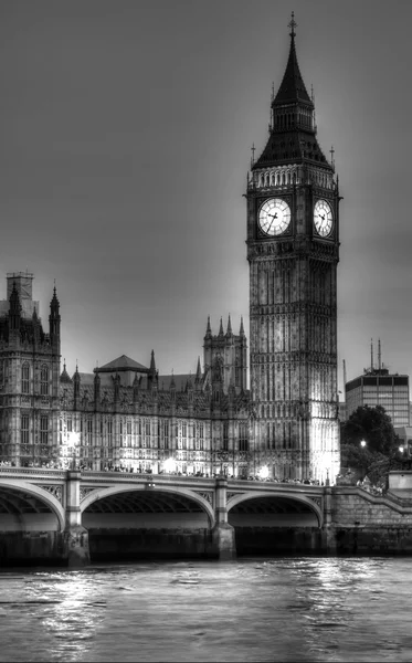 Photo en noir et blanc de Big Ben, Londres, Royaume-Uni — Photo