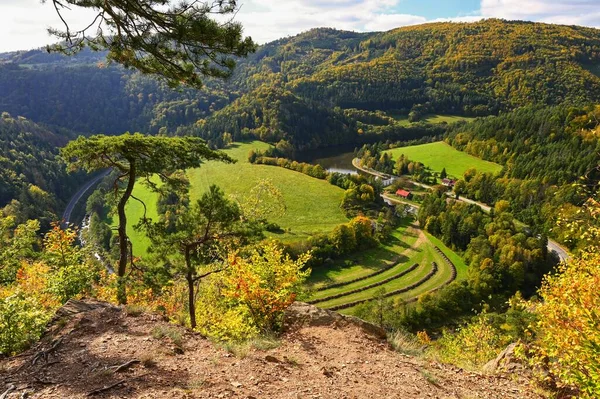 Bellissimo Paesaggio Autunnale Sfondo Colorato Naturale Atmosfera Autunnale Colorata Nella — Foto Stock