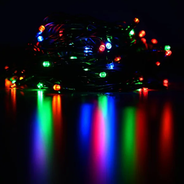 Luzes Natal Fundo Abstrato Colorido Bonito Com Decorações Árvore Natal — Fotografia de Stock
