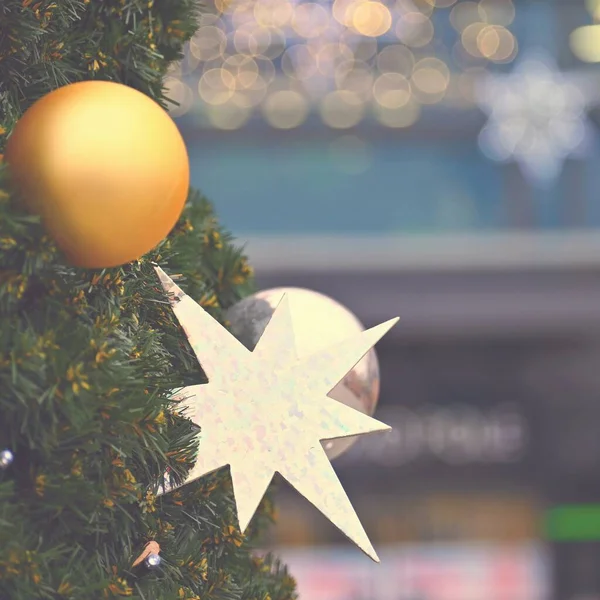 Sfondo Natalizio Con Albero Natale Decorazioni Concetto Vacanze Inverno — Foto Stock