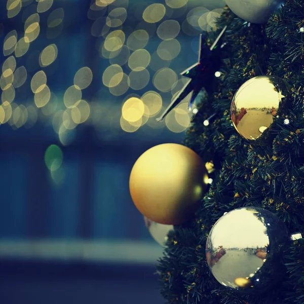 Kerst Achtergrond Met Kerstboom Decoraties Concept Voor Vakantie Wintertijd — Stockfoto