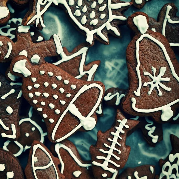 Doces Natal Bela Mão Decorada Tradicional Tcheca Biscoitos Gengibre Natal — Fotografia de Stock