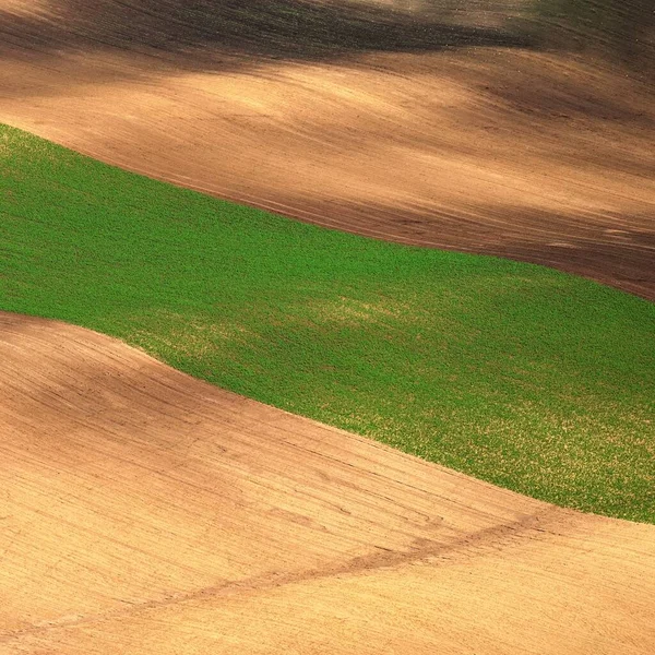 Beautiful Landscape Spring Nature Waves Field South Moravia Moravian Tuscany — стокове фото