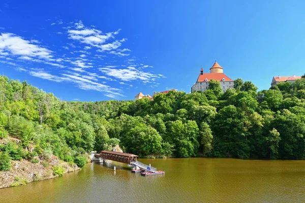 Prachtig Oud Kasteel Veveri Landschap Met Water Brno Dam Tijdens — Stockfoto