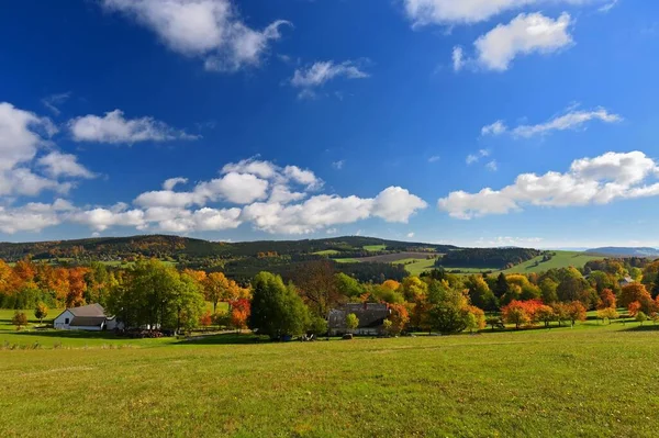 Hermosa Naturaleza Otoñal Con Paisaje República Checa Árboles Coloridos Con — Foto de Stock