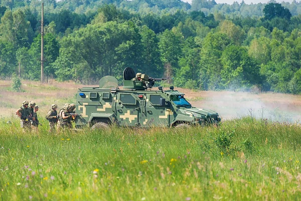 Lviv Ucrania Julio 2016 Ejercicios Militares Conjuntos Ucraniano Americanos Cerca —  Fotos de Stock