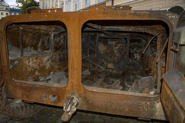 Lviv Ukraine August 2022 Exhibition Destroyed Russian Armored Vehicles City —  Fotos de Stock