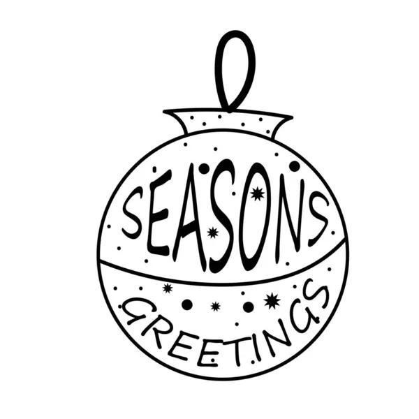Merry Christmas Briefkaart Met Calligraphic Season Wensen Samenstelling Van Feestelijke — Stockvector