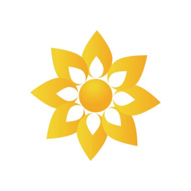 Güneş ikonu. Sarı güneş yıldızı ikonu. Yaz, Günışığı, Doğa, Gökyüzü. Vektör illüstrasyonu izole tasarımı.