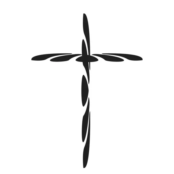 Christian Cross Design Voor Tattoo Gebruiken Als Poster Kaart Flyer — Stockvector