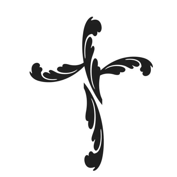 Christian Cross Design Para Tatuaje Uso Como Póster Tarjeta Volante — Vector de stock