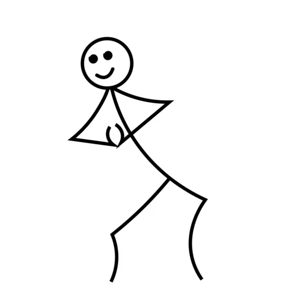 Lycklig Stick Figur Vektor Illustration Tecknad Ikon — Stock vektor