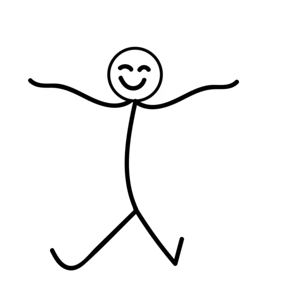 Illustration Vectorielle Happy Stick Figure Icône Dessin Animé — Image vectorielle