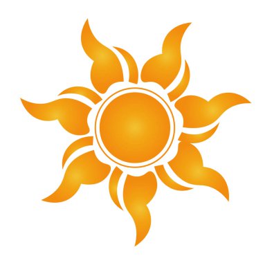 Güneş ikonu. Sarı güneş yıldızı ikonu. Yaz, Günışığı, Doğa, Gökyüzü. Vektör illüstrasyonu izole tasarımı.