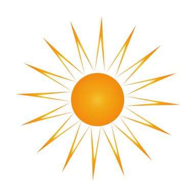 Güneş ikonu. Sarı güneş yıldızı ikonu. Yaz, Günışığı, Doğa, Gökyüzü. Vektör illüstrasyonu izole tasarımı.