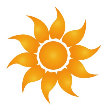 Güneş ikonu. Sarı güneş yıldızı ikonu. Yaz, Günışığı, Doğa, Gökyüzü. Vektör illüstrasyonu izole tasarımı.