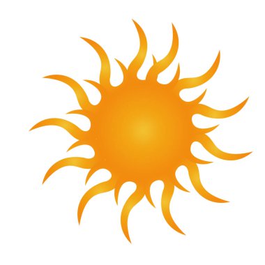 Güneş ikonu. Sarı güneş yıldızı ikonu. Yaz, Günışığı, Doğa, Gökyüzü. Vektör illüstrasyonu izole tasarımı.