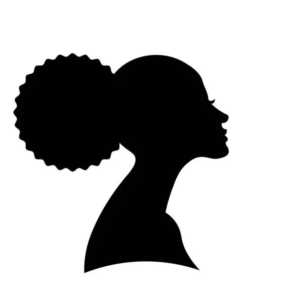 African Pretty Woman Afro Hair Style Portrait Black White Illustration — Stock Vector