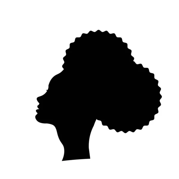 African Pretty Woman Afro Hair Style Portrait Black White Illustration — Stock Vector