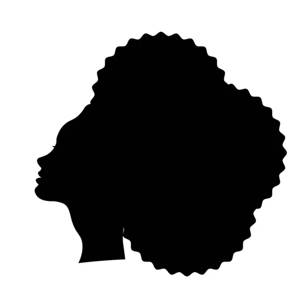 African Pretty Woman Afro Hair Style Portrait Black White Illustration — Stock Vector