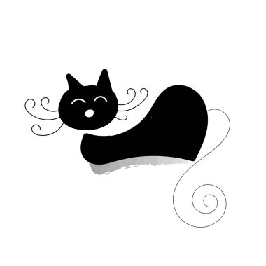 Baskı için kedi illüstrasyonu veya poster, kart, broşür veya tişört olarak kullanılacak