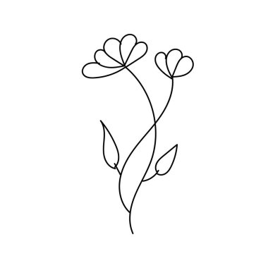 Baskı için çiçek çizgisi tasarımı ya da poster, kart, broşür, dövme ya da tişört olarak kullanılacak