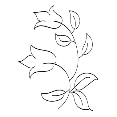 Baskı için çiçek çizgisi tasarımı ya da poster, kart, broşür, dövme ya da tişört olarak kullanılacak