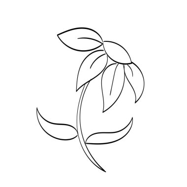 Baskı için çiçek çizgisi tasarımı ya da poster, kart, broşür, dövme ya da tişört olarak kullanılacak