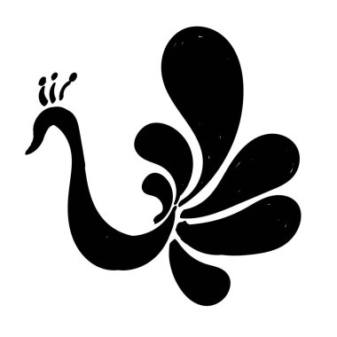 Kuş resmi. Dekoratif element için beyaz arkaplanda izole edilmiş bir element. Vektör illüstrasyonu.