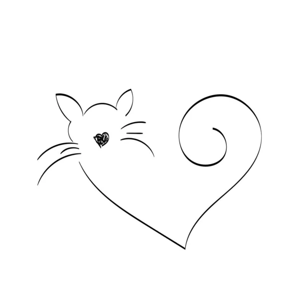 Cat Line Art Design Druku Lub Wykorzystania Jako Plakat Karta — Wektor stockowy