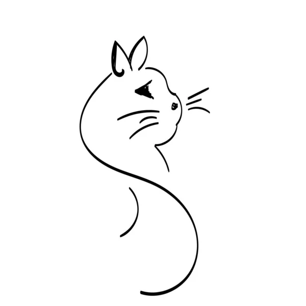 Cat Line Art Design Para Imprimir Usar Como Póster Tarjeta — Vector de stock