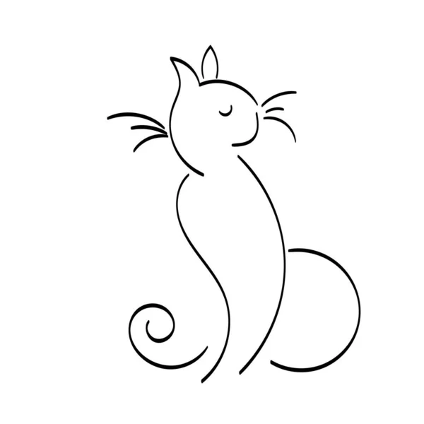 Cat Line Art Design Para Imprimir Usar Como Póster Tarjeta — Archivo Imágenes Vectoriales
