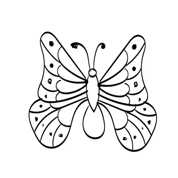 Butterfly Line Design Silhouette Hand Drawn Minimalism Style Vector Illustration — Stock Vector