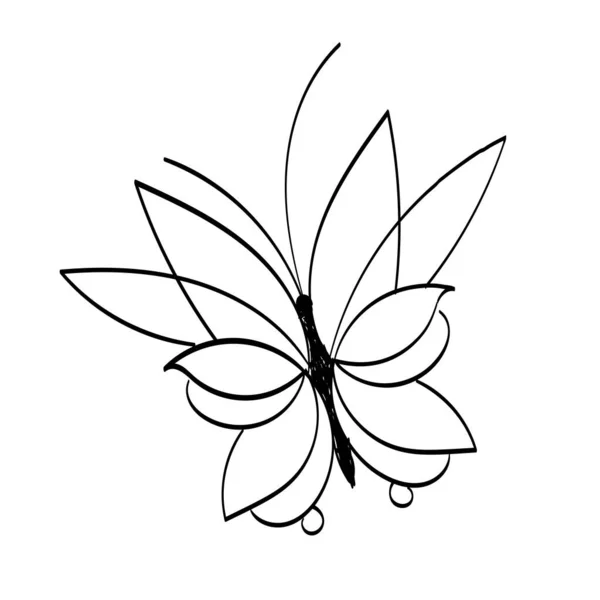Silueta Diseño Línea Mariposa Minimalismo Dibujado Mano Estilo Vector Ilustración — Archivo Imágenes Vectoriales