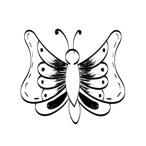 Silueta Designu Motýlí Linie Ručně Kreslené Zobrazení Vektoru Minimalismu — Stockový vektor