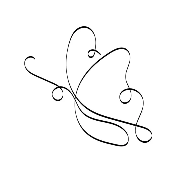 Linea Butterfly Design Silhouette Illustrazione Vettoriale Stile Minimalismo Disegnato Mano — Vettoriale Stock