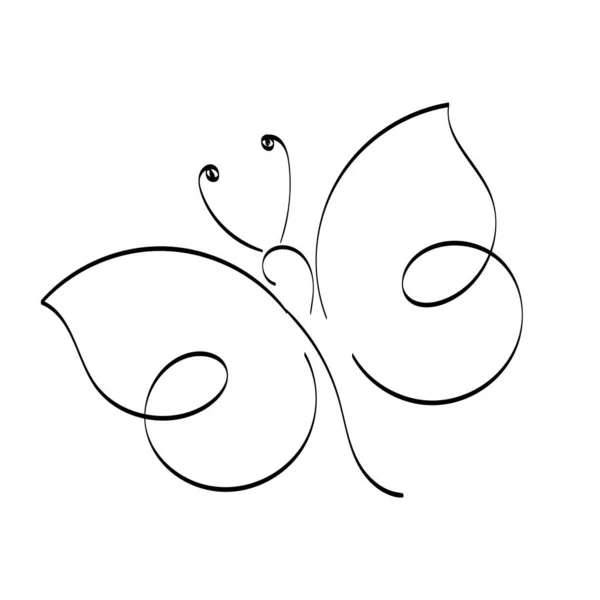 蝶ラインデザインシルエット 手描きミニマリズムスタイルベクトルイラスト — ストックベクタ