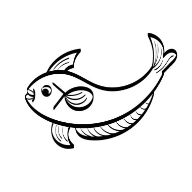 Şirin Balık Çocuklar Hattı. Deniz Yaşamı Çizimi.