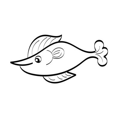 Şirin Balık Çocuklar Hattı. Deniz Yaşamı Çizimi.