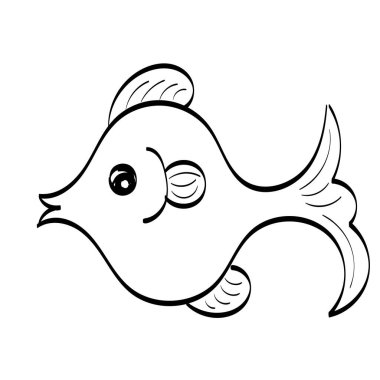 Şirin Balık Çocuklar Hattı. Deniz Yaşamı Çizimi.