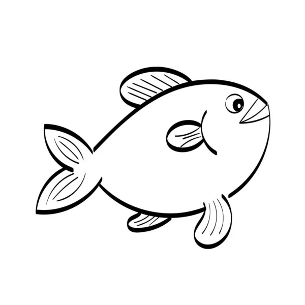 Cute Fish Kids Line Background Sea Life Illustration — Stock Vector