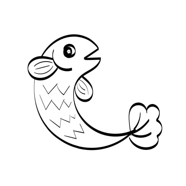 かわいい魚の子供のラインの背景 海の生き物 イラスト — ストックベクタ