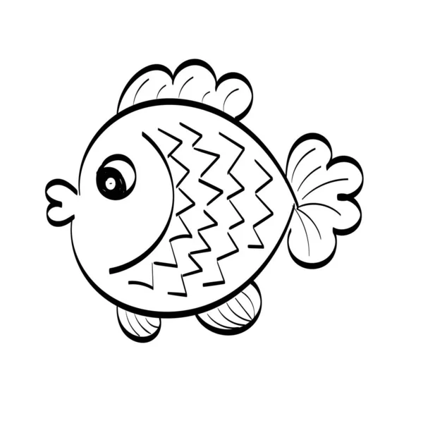 Cute Fish Kids Line Hintergrund Illustration Des Lebens Meer — Stockvektor