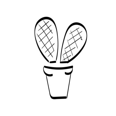 Baskı ya da poster, kart ya da tişört olarak kullanılan Kaktüs çizim vektör el çizimi