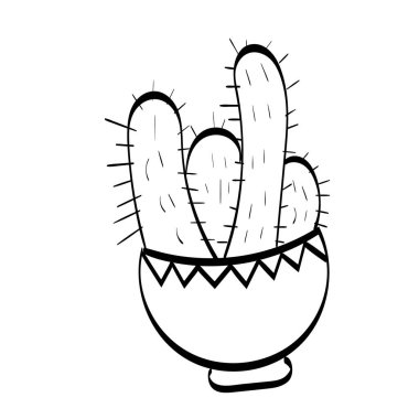 Baskı ya da poster, kart ya da tişört olarak kullanılan Kaktüs çizim vektör el çizimi