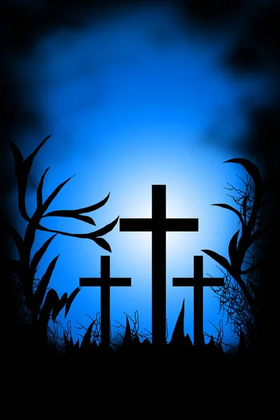 Good Friday Friday Easter Golgotha Cemetery Front Mountains Sunset — Stock Photo, Image