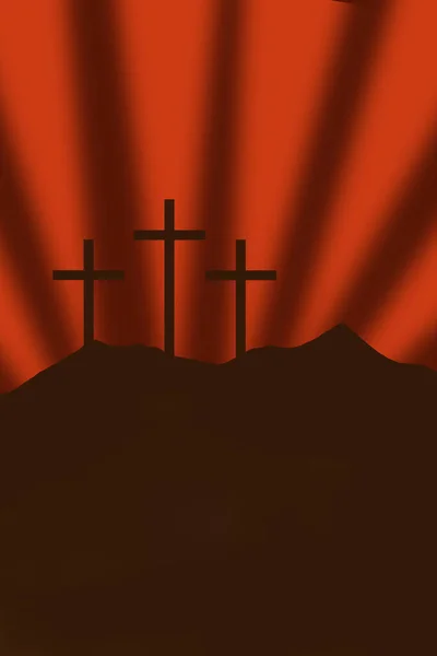 Nagypéntek Húsvét Előtti Pénteken Golgota Temető Hegyek Előtt Naplementekor — Stock Fotó