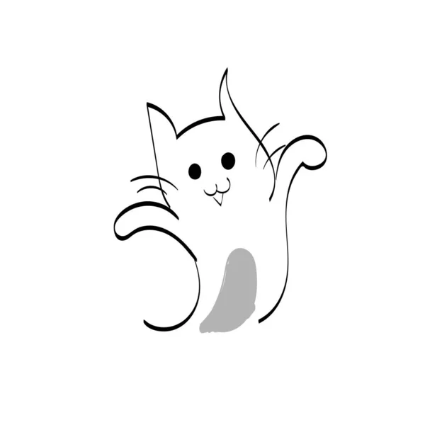 Lindo Arte Línea Cat Para Imprimir Usar Como Póster Tarjeta — Vector de stock